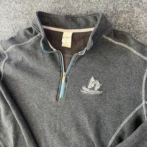 Vintage Crazy Shirts Hawaii Sweatshirt Mens XL Heather Gray Cotton 1/4 Zip